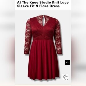 Torrid Studio Knit Lace Fit N Flare Dress, rhubarb plus size 1x